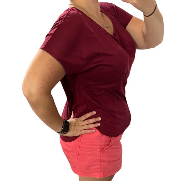 Alice Blue SMALL Short Sleeve Round High-Low Hem Faux Suede Top - Stitch Fix - Picture 4 of 7